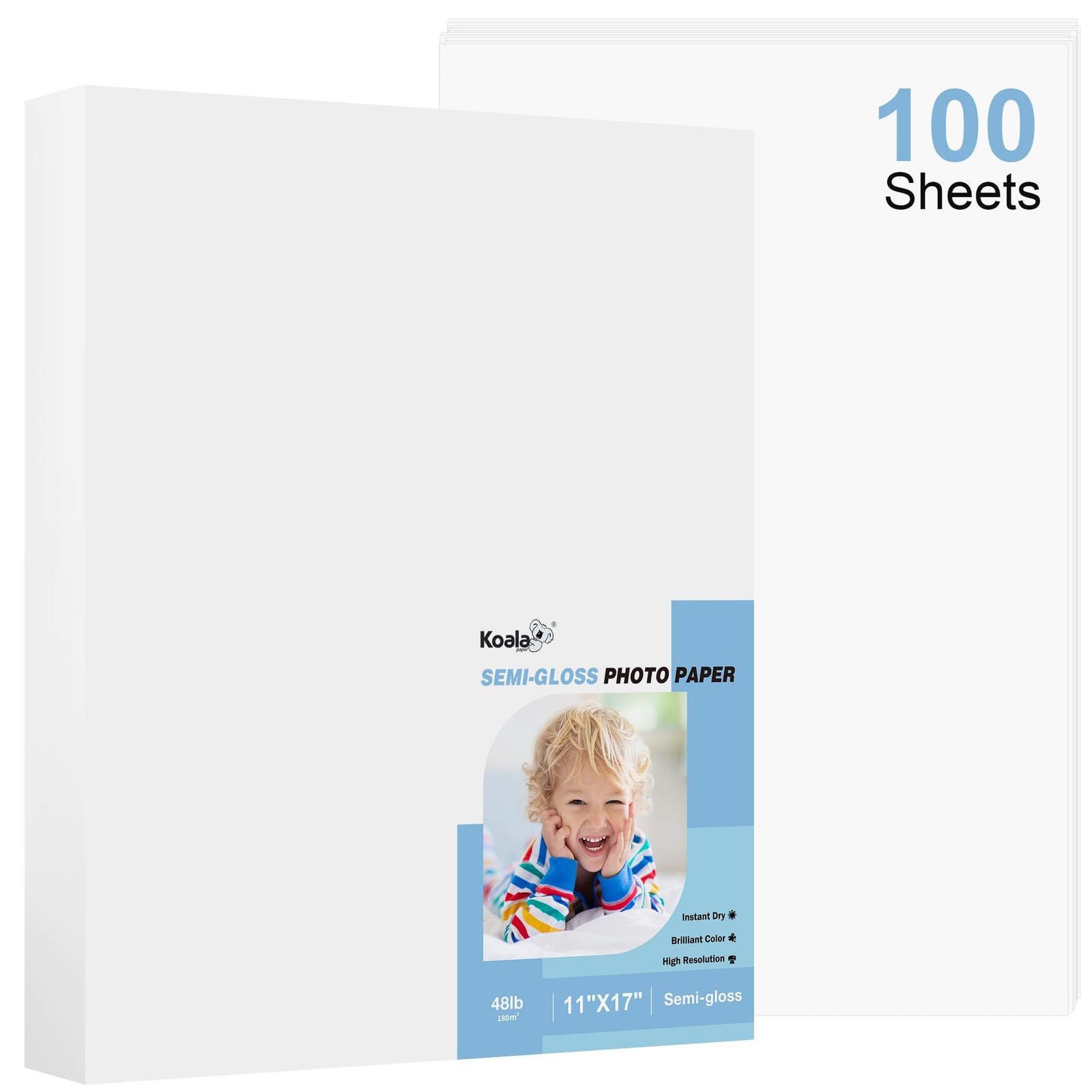 Koala SemiGloss Photo Paper 11×17 Inch 100 PCS Dye Ink 48LB 180gsm