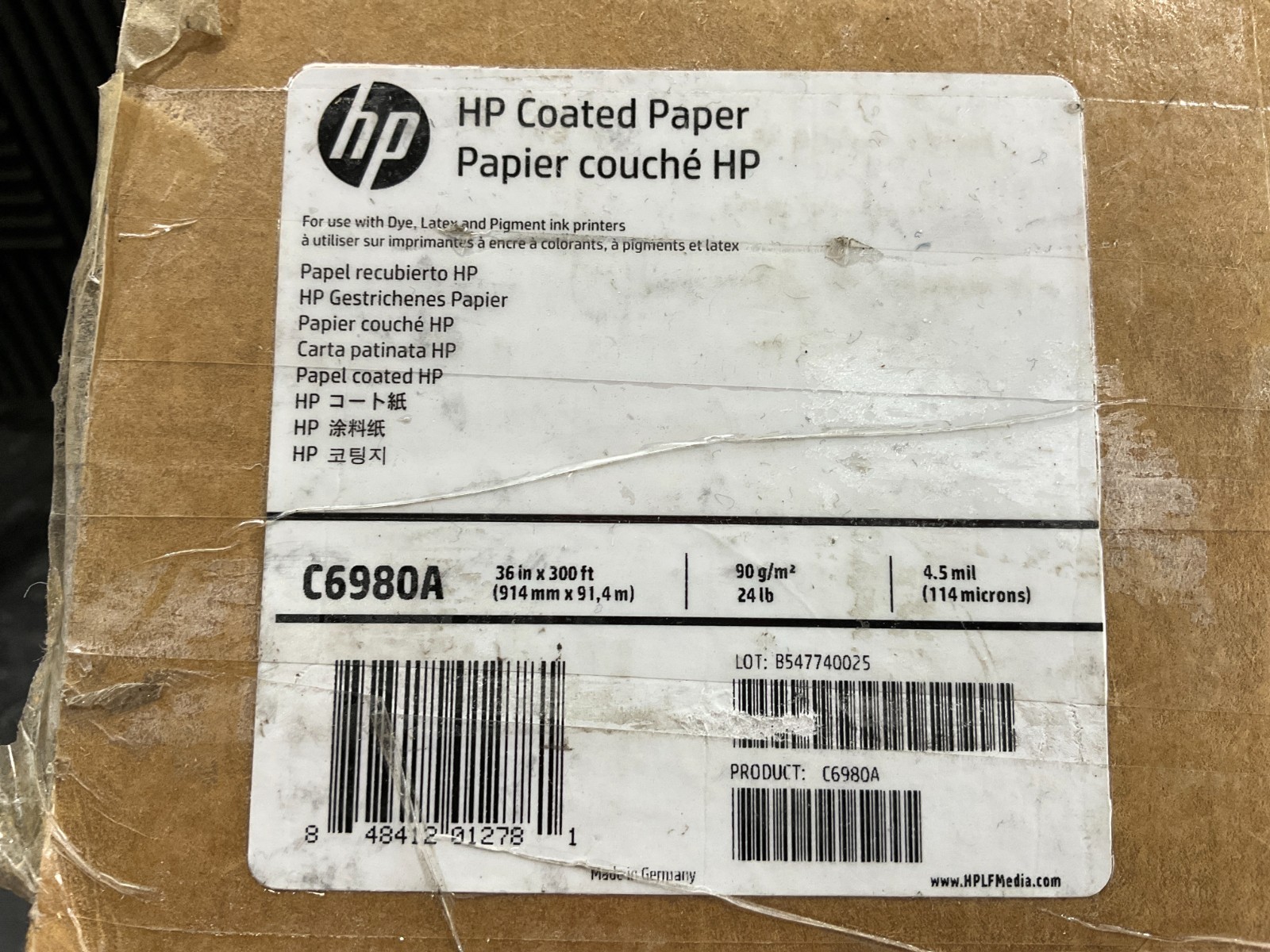 HP Coated Paper 36″ x 300 FT C6980A ✨❤️✨👀 NEW! SEALED INSIDE! ✨❤️✨👀