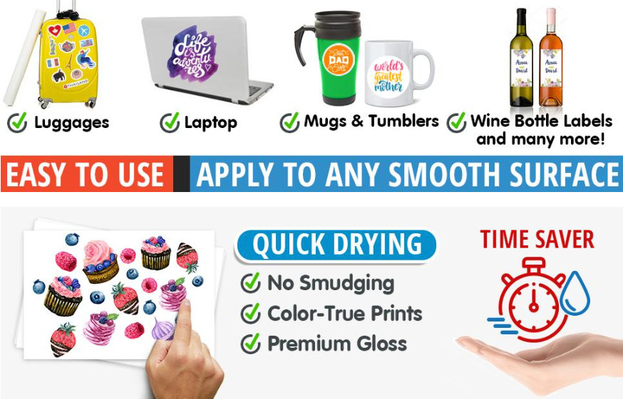 200 Sheets 8.5″x11″ Ink Jet Printable White Glossy Vinyl Sticker PP by Sihl