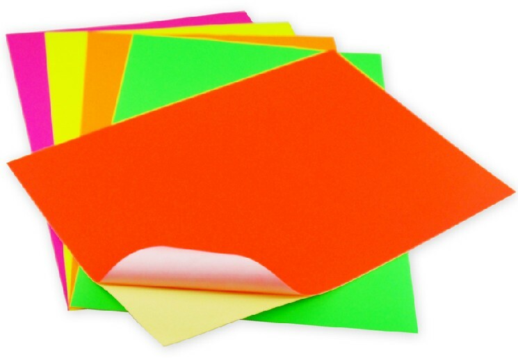20x A4 Fluo Colour Self Adhesive Sticker Paper Sheet Label Laser Inkjet Print