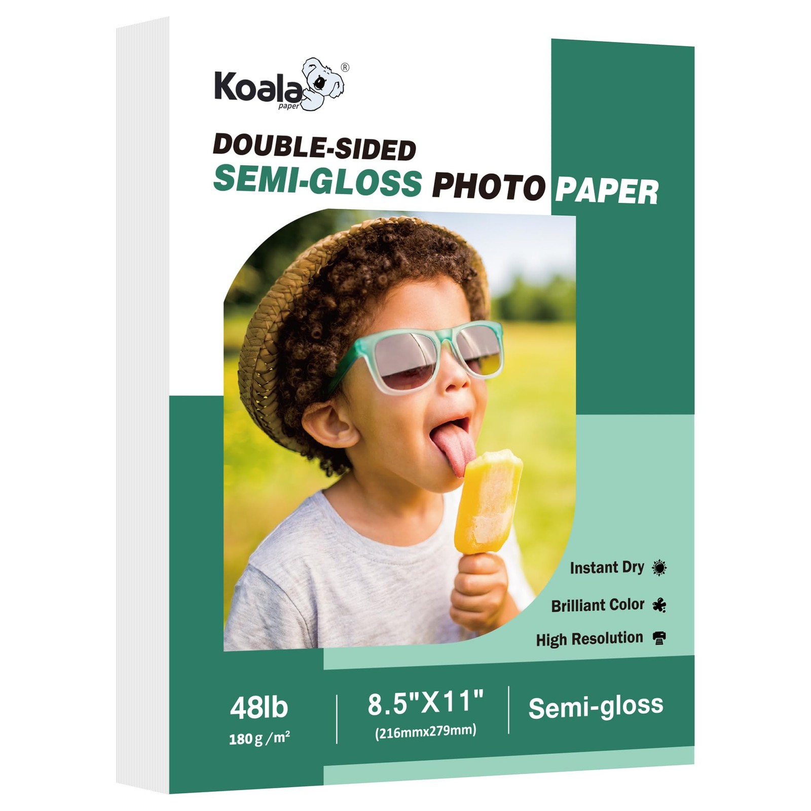 100 Sheets 8.5×11 Inch Koala Double Sided SemiGloss Photo Paper 48LB Inkjet