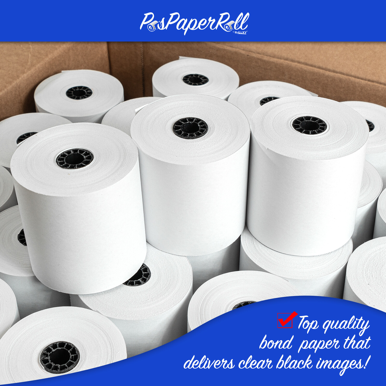 3″ x 165′ Cash Register 1 Ply Blended Bond Printer Pos Paper Roll 14Rolls/Case