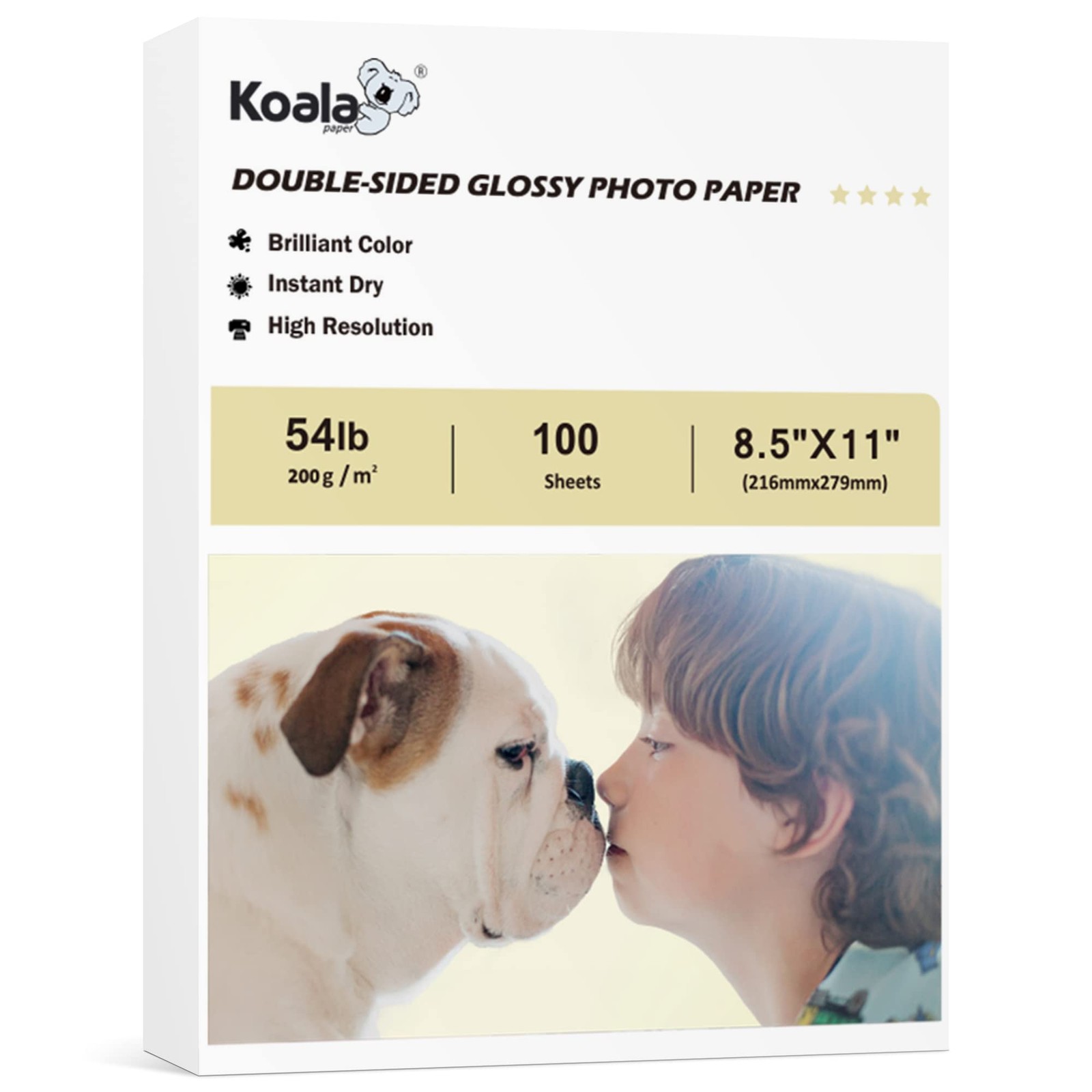 100 Sheets Koala 8.5×11 Inch Thick Double Sided Glossy Photo Paper 54LB Inkjet