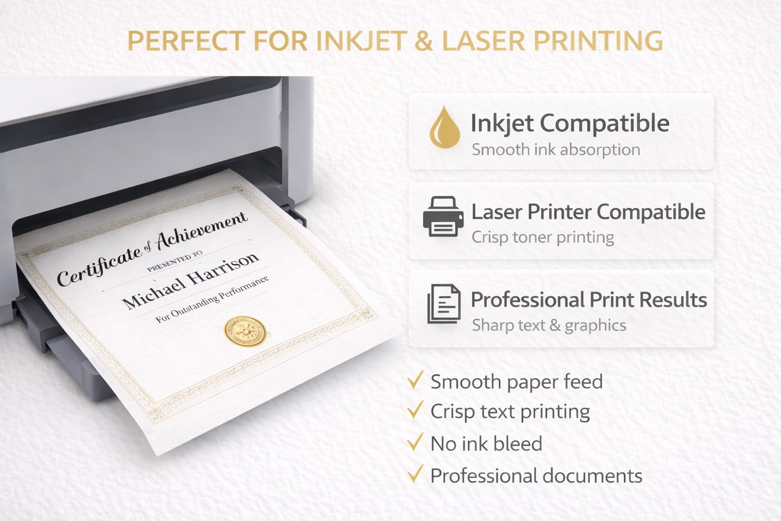 100 Sheets A4 White Paper Textured 120gsm Suitable Inkjet Printers Crafting