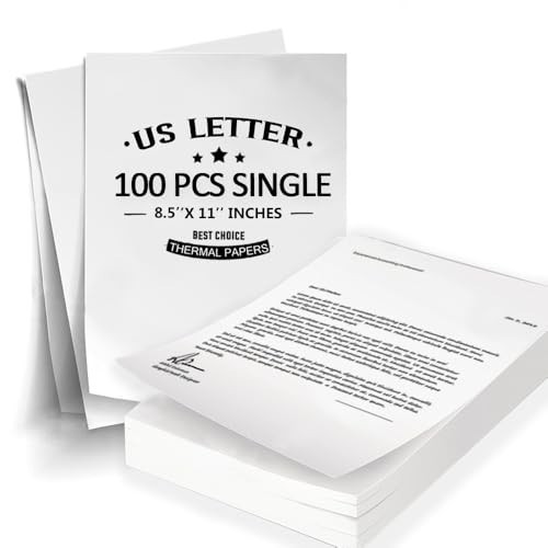 100 Sheets Thermal Printer Paper 8.5 X 11 Inch US Letter Size Thermal Paper