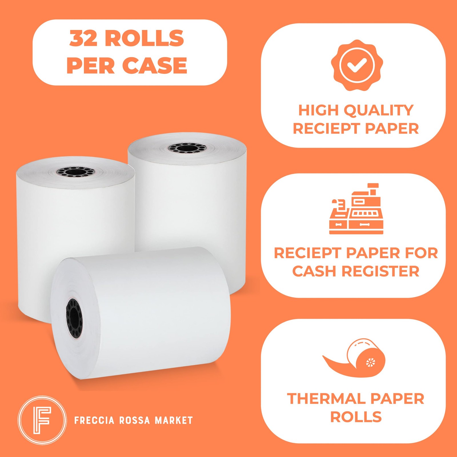Thermal Printer Receipt Paper Rolls 3 1/8 x 230 for 3-1/8″ x 230′, White