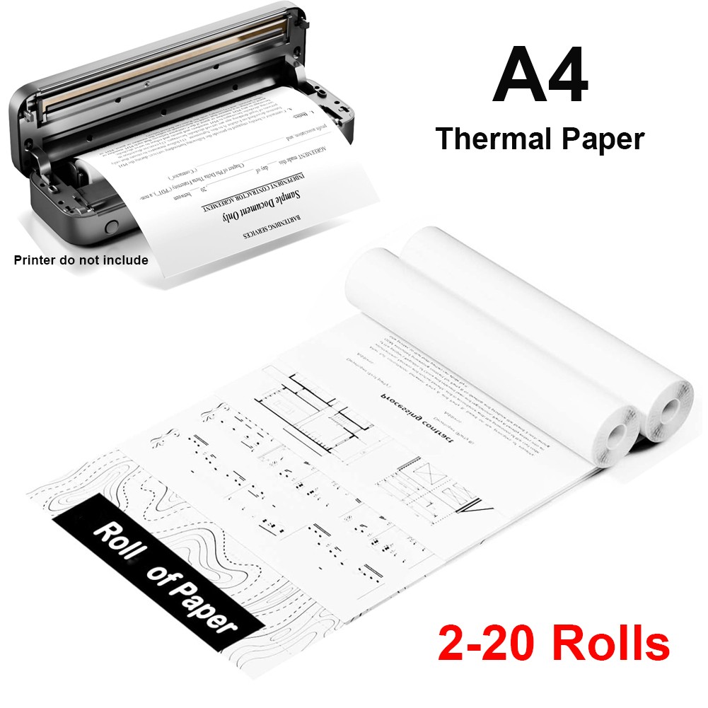 2-20 Rolls A4 Thermal Paper 8.5″ x 11″ US Letter Size for Phomemo M08F M832 M834