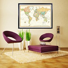 World Premier Wall Map Poster Mural 24h x 36w