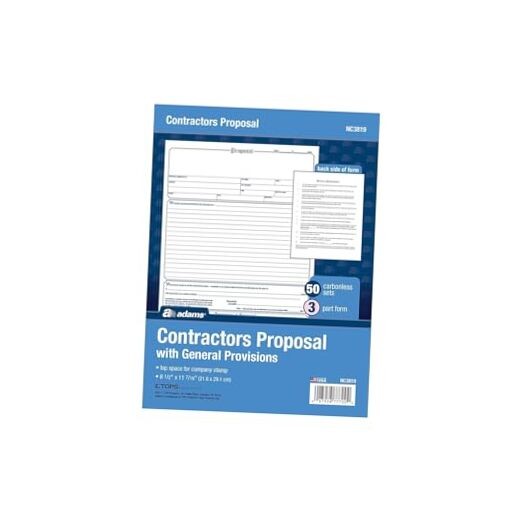 Contractor’s Proposal Forms, 8.5 x 11.44 Inch, 3-Part, 8-1/2″ x 11″