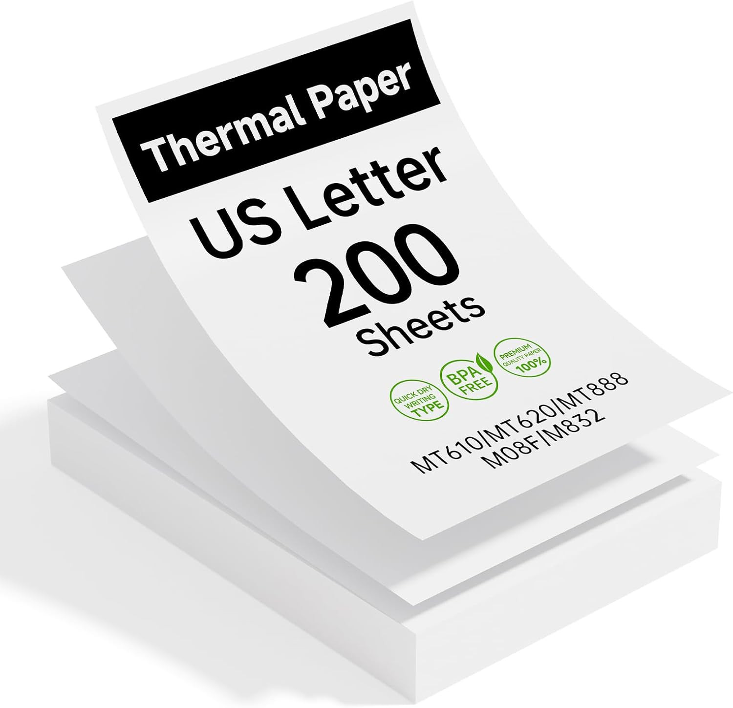Thermal Printer Paper, 200 Sheets 8.5″x11″, BPA-Free for Various Printers