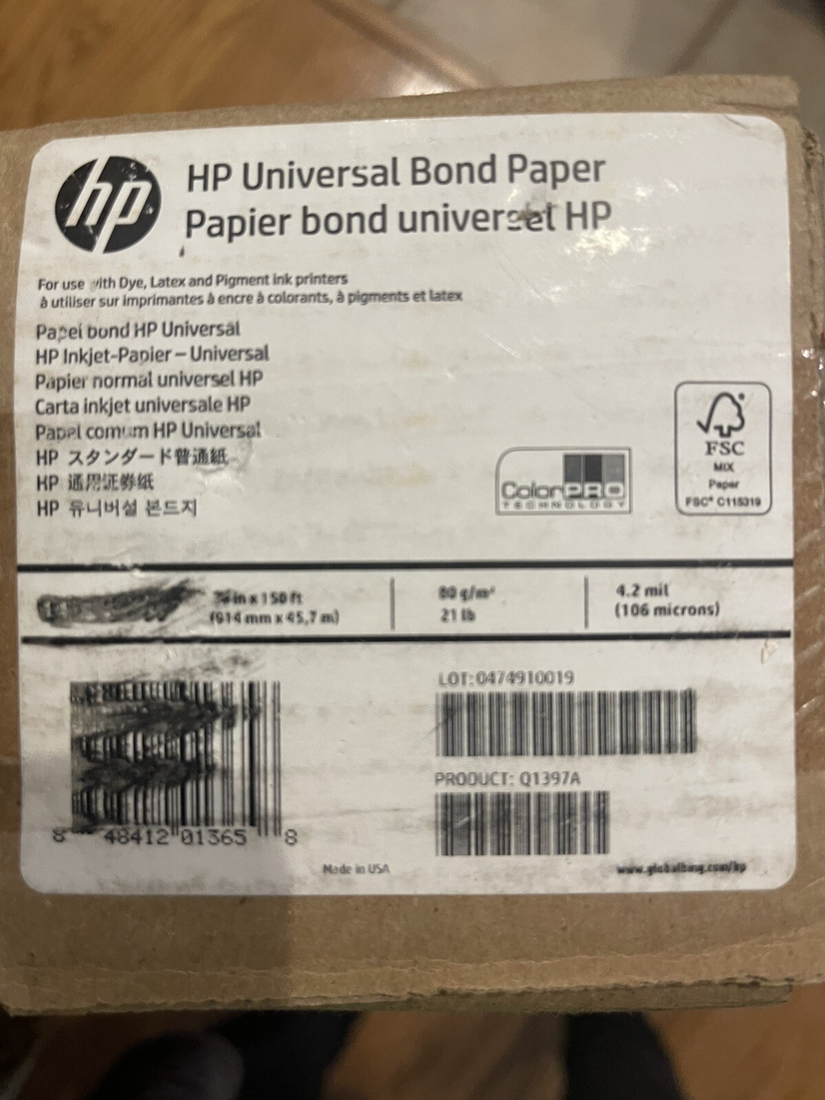 hp DesignJet Universal Bond Paper 36×150 Q1397A White Roll Economical bond New