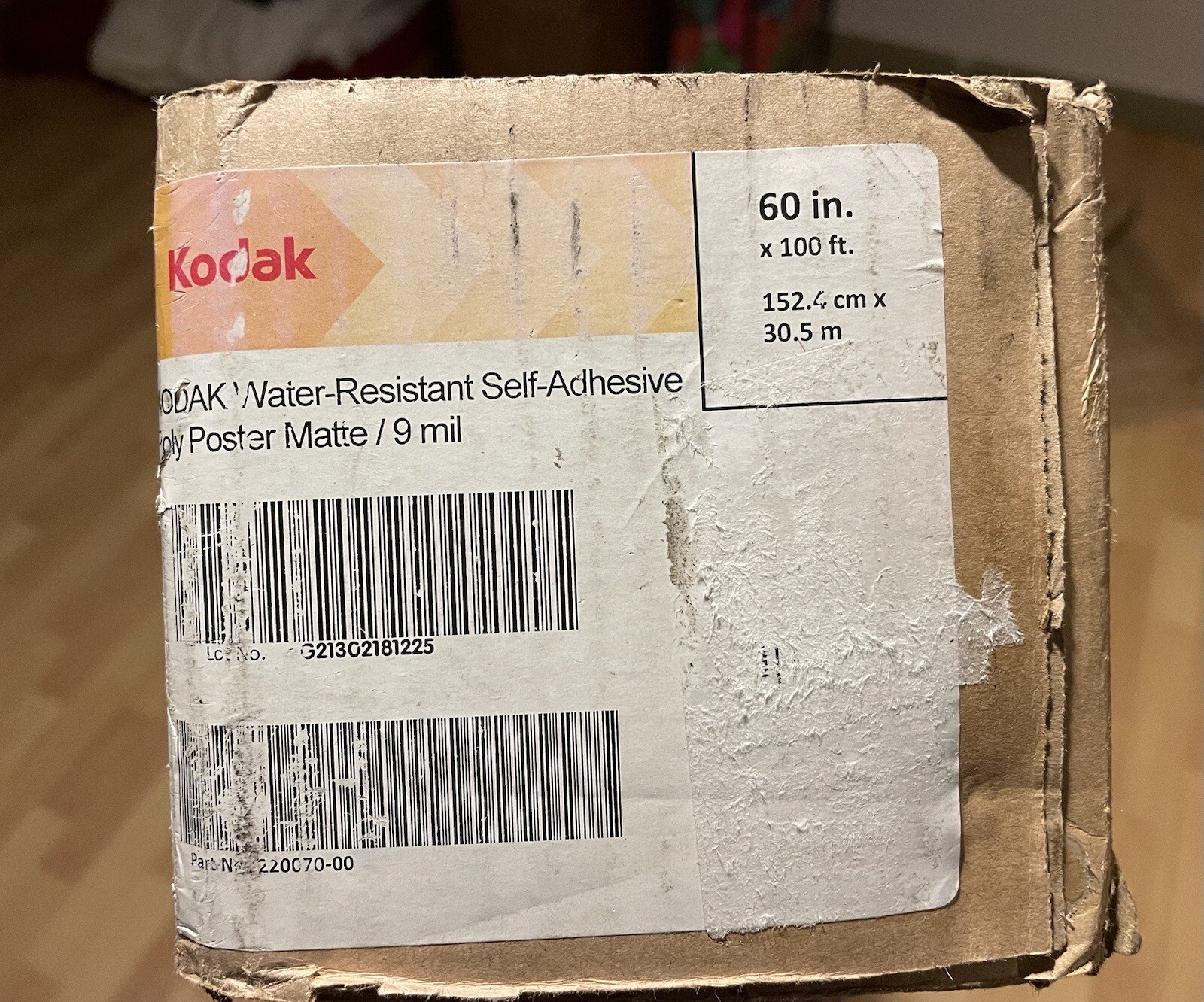 Kodak Water-Resistant Self-Adhesive Poly Poster, Matte, 60″ x 100′ – Open Box