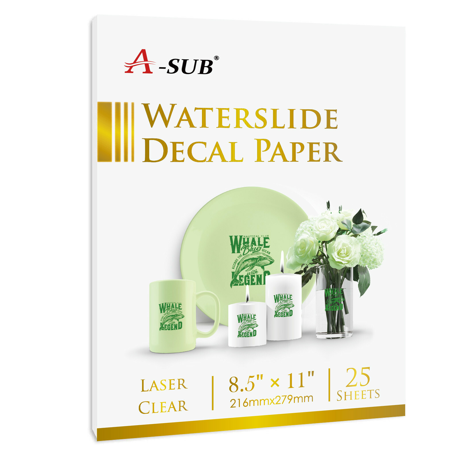 25 Sh CLEAR Waterslide Paper for Laser Water Slide Decal Transfer Mugs Nail Art