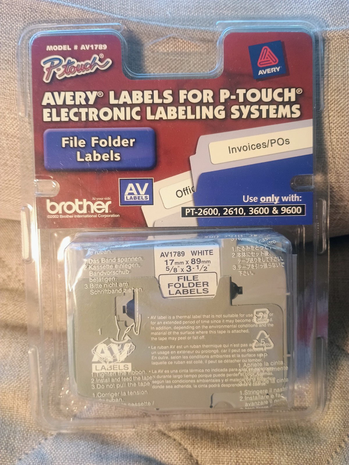 Avery AV1789 P-Touch File Folder Labels – White 5/8″ x 3-1/2″ for Brother