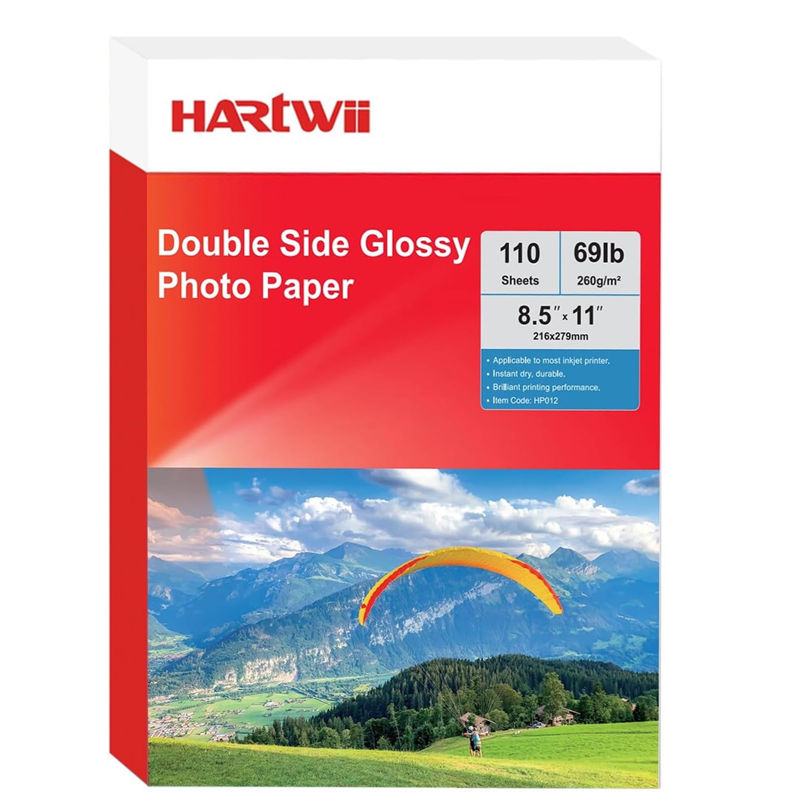 Double Sided Glossy Photo Paper 8.5×11 Inch 110 PCS 69LB 260GSM For Inkjet