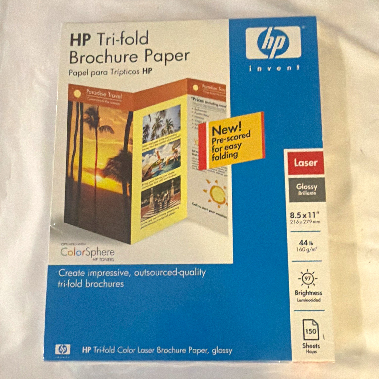 HP Glossy Trifold Brochure Paper Letter 8.5×11 Laser 160 gsm 150 Q6612A