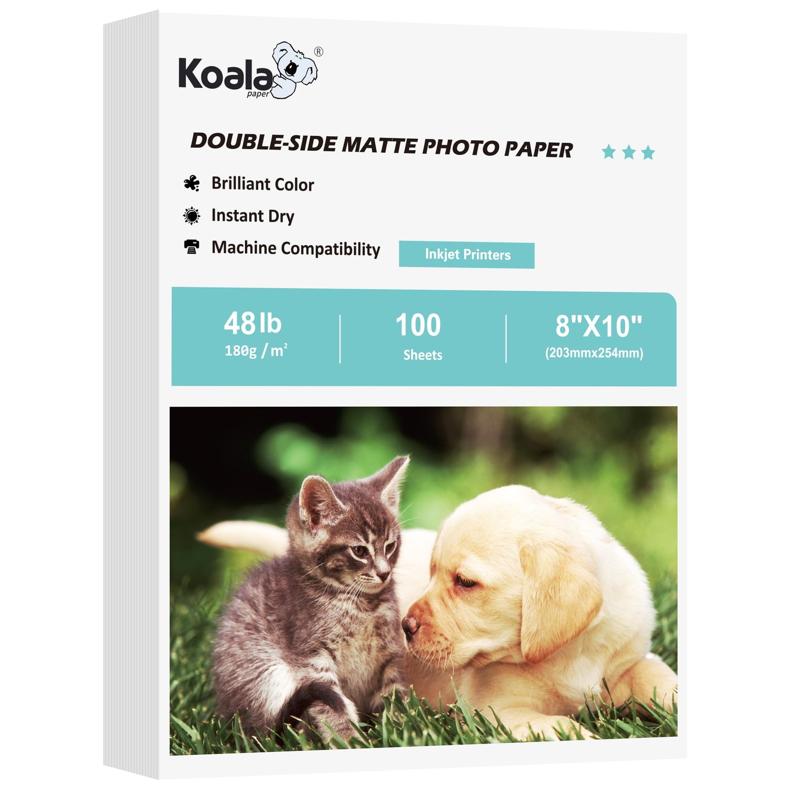 100 PCS DoubleSided Matte Photo Paper 8×10 Inch Inkjet Printer 48LB 180GSM