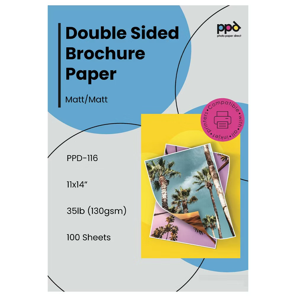 PPD Matte Double Sided Photo Paper (Brochure Paper) 11×14″ 100 sheets 130