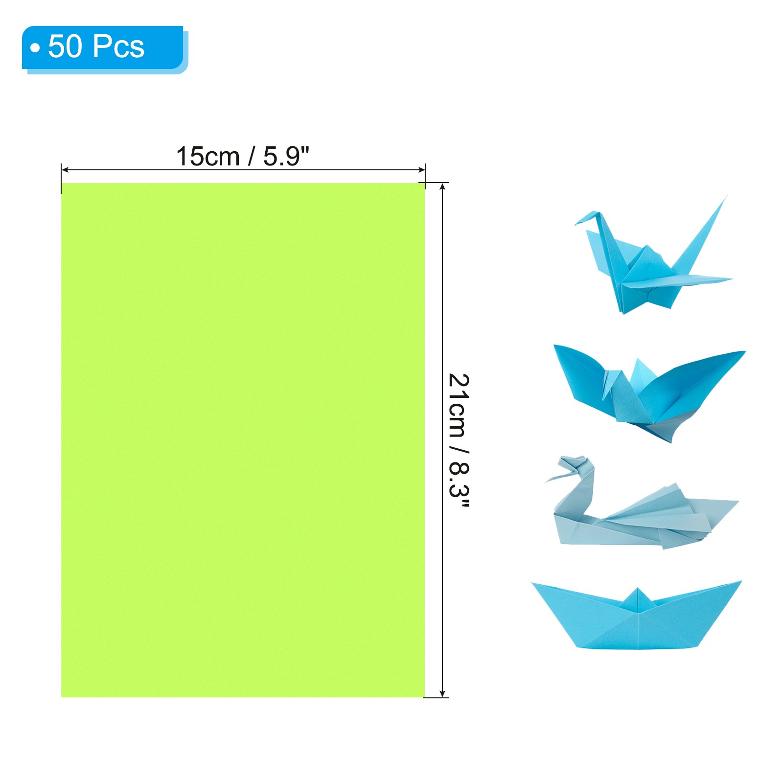 Fluorescent Green Color Copy Paper, 50 Sheets 8.3×5.9″ A5 70gsm