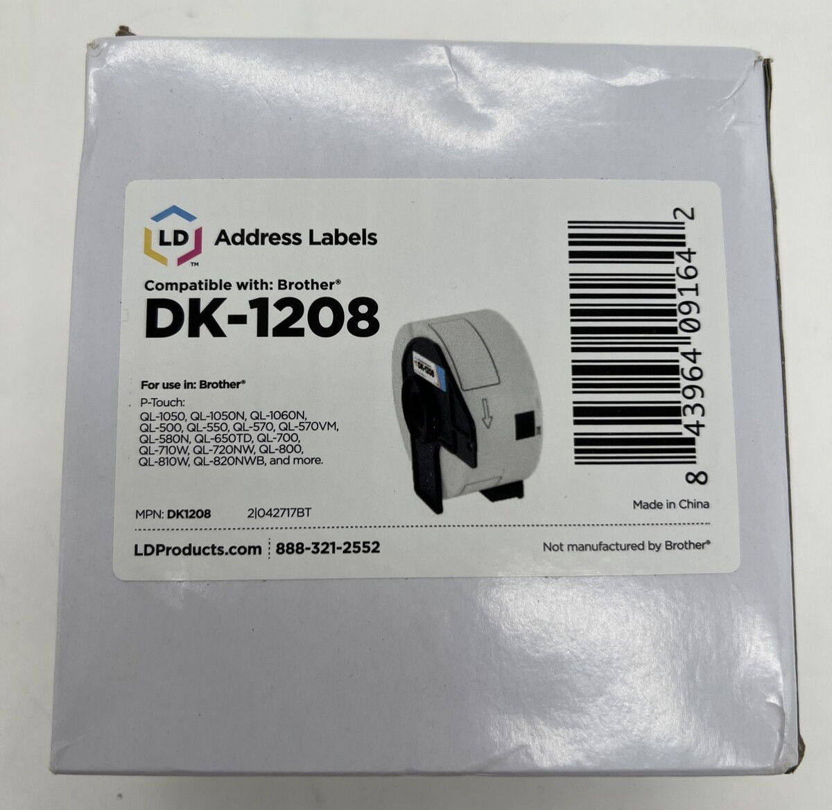 3 Count 1200 LabelsLD Compatible Brother DK-1208 Address Labels 1.4″ x 3.5″