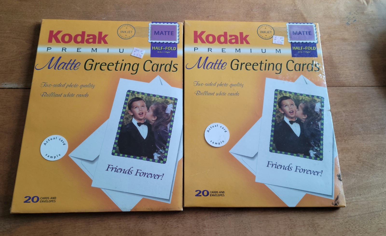 2 Unopened Boxes Kodak Premium Matte Greeting Cards. 20 Ea. Box, 40 Cards Total