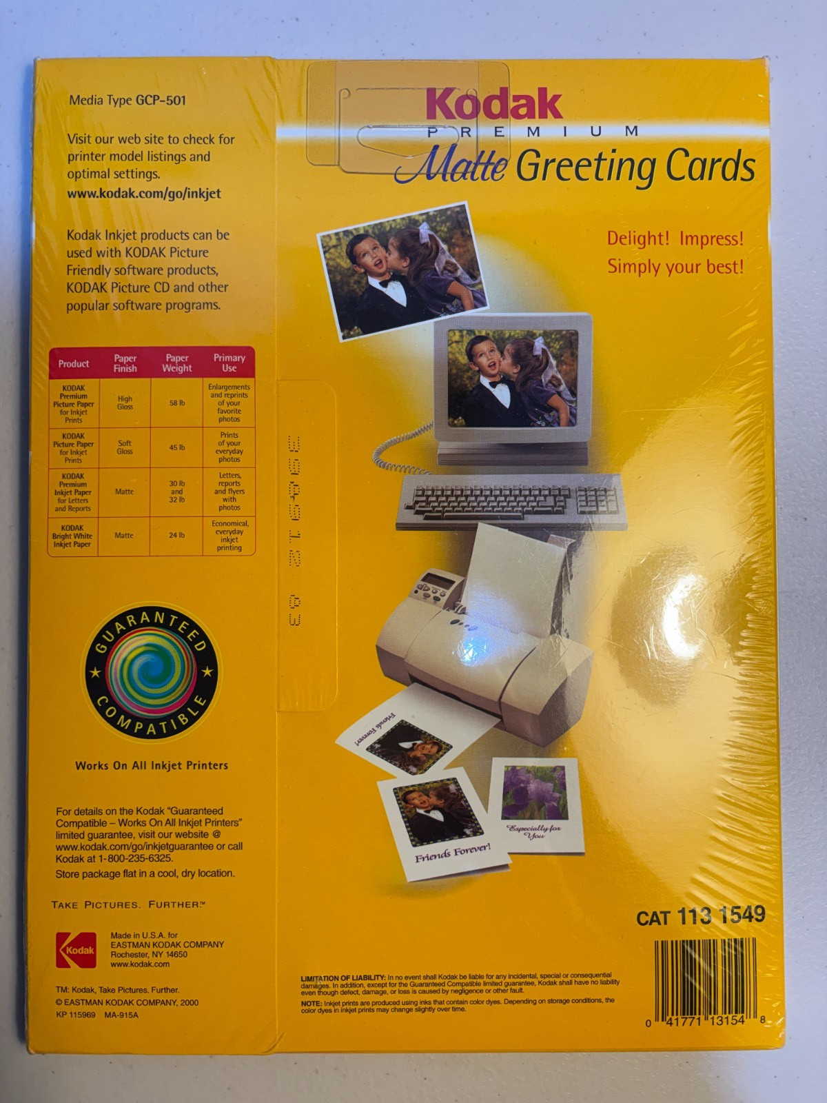 Kodak Premium Greeting Cards- Matte (20 Cards/Envelopes) – New Sealed