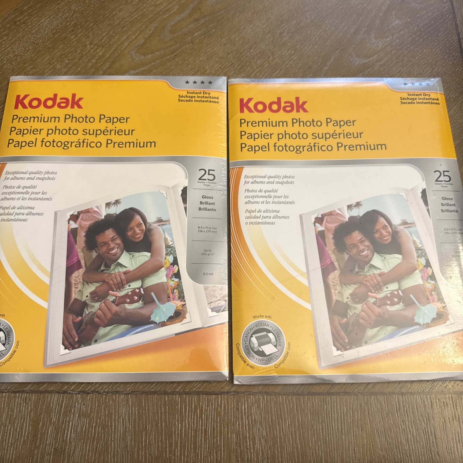 Kodak Premium Photo Paper/Gloss/Instant Dry 8.5x 11 in. 2 25 Sheet Packs NEW