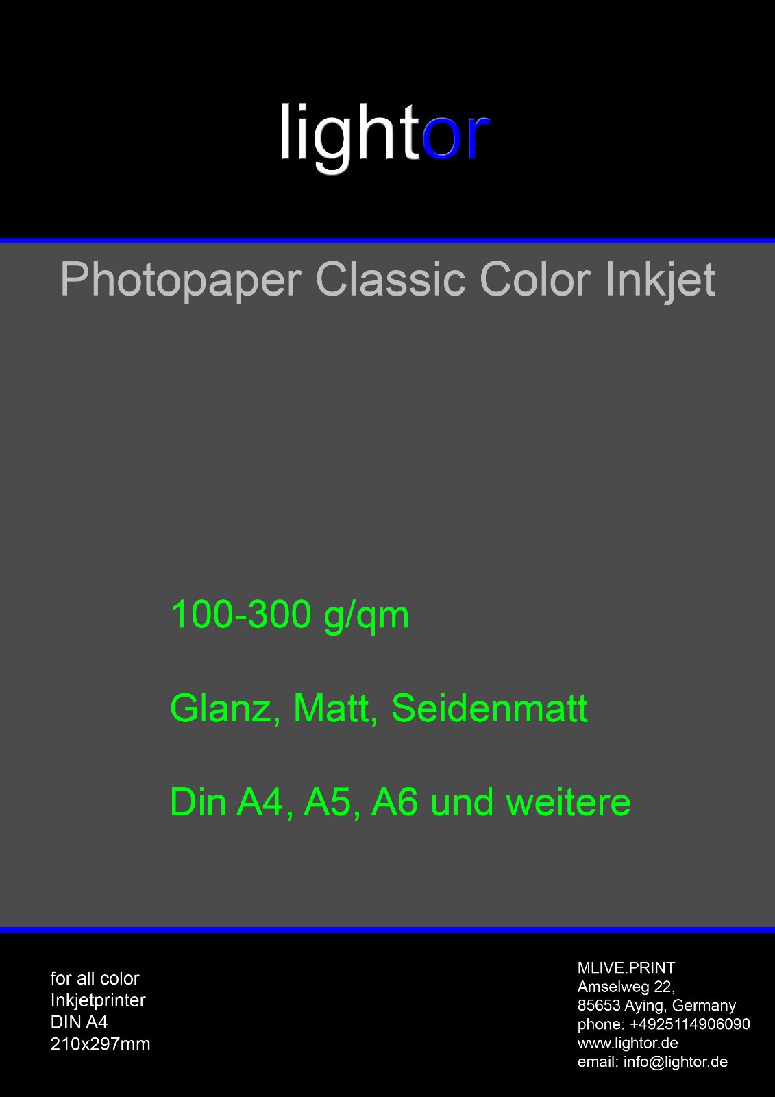 LIGHTOR Photo Paper Gloss Matte Silky Gloss A4 A5 A6 9×13 10×15 13×18 18×24 etc