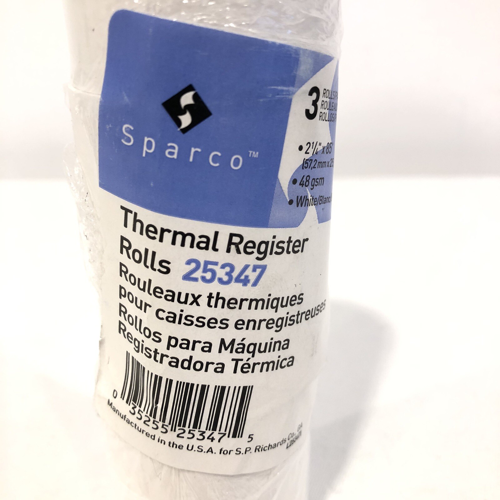 SPARCO THERMAL PRINTER REGISTER ROLLS #25347 WHITE 2 1/4” x 85′ BRAND NEW SEALED