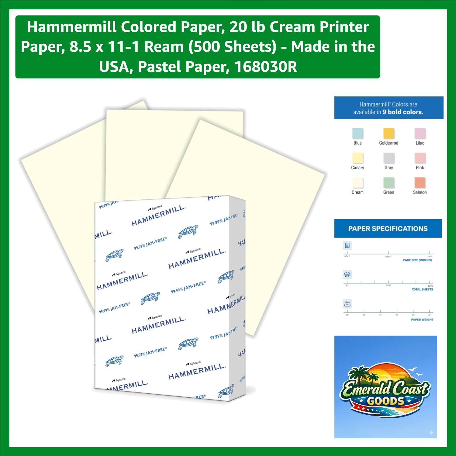 Smooth 20 lb Cream Inkjet Paper – 8.5 x 11 – 500 Sheets with Jam-Free Guarantee