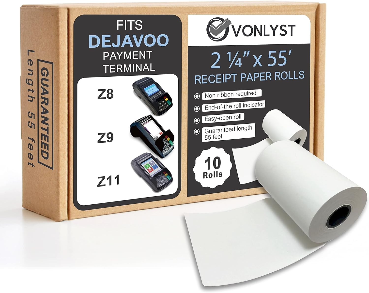 Credit Card Machine Paper Roll for Dejavoo Z8 Z9 Z11 (10 10 rolls, White