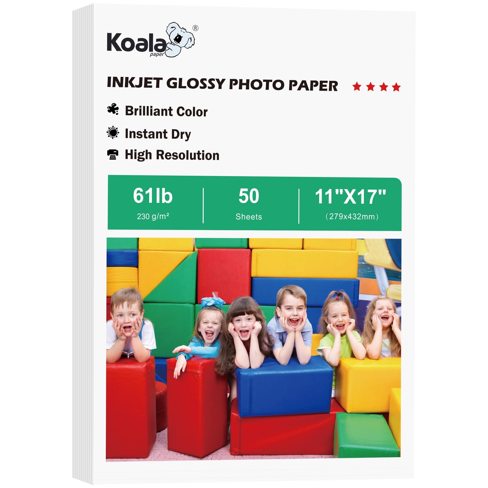 Koala Heavyweight Glossy Photo Paper 11×17 Inches 50 Sheets 61LB Dye Ink