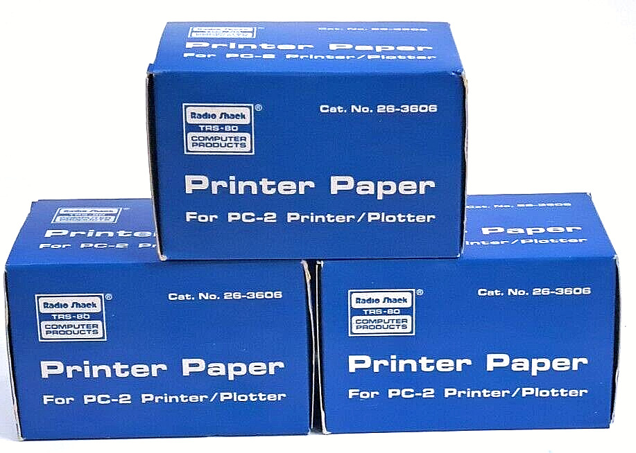 RADIO SHACK PRINTER PAPER PC-2 PRINTER/PLOTTER CAT NO. 26-3606 **LOT OF 3**
