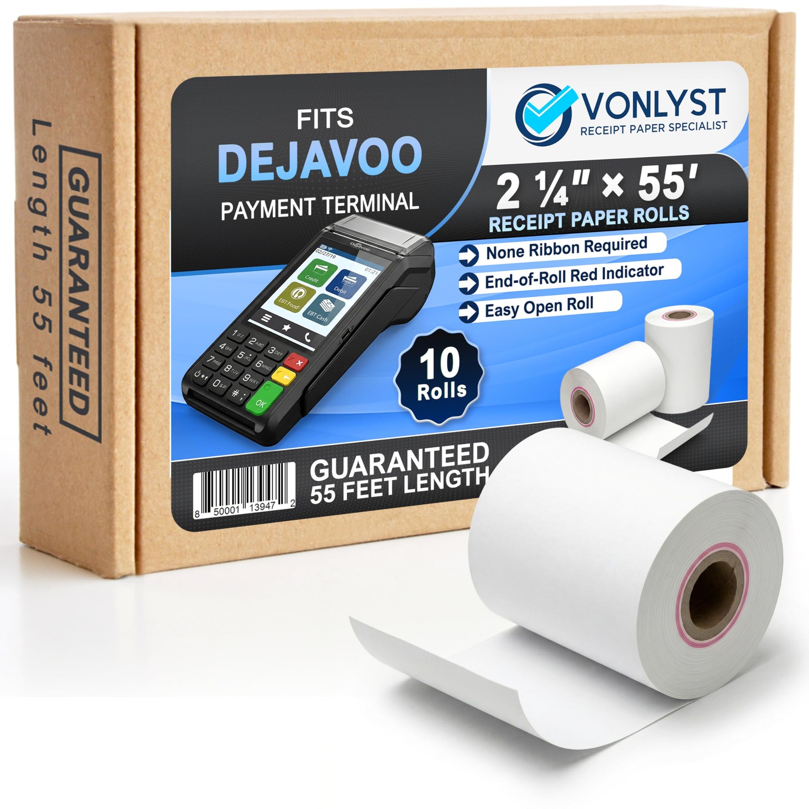 Vonlyst Thermal Receipt Paper Rolls for Dejavoo Z8 Z9 Z11 P1 10 rolls, White
