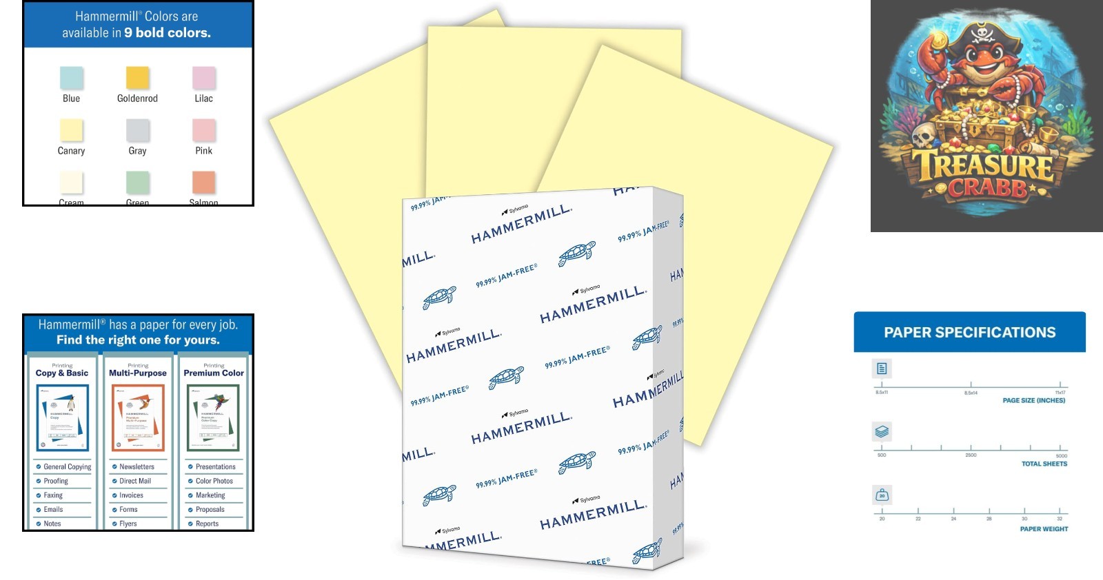 20 lb Canary Printer Paper – 500 Sheets, Smooth Finish, 30% Recycled