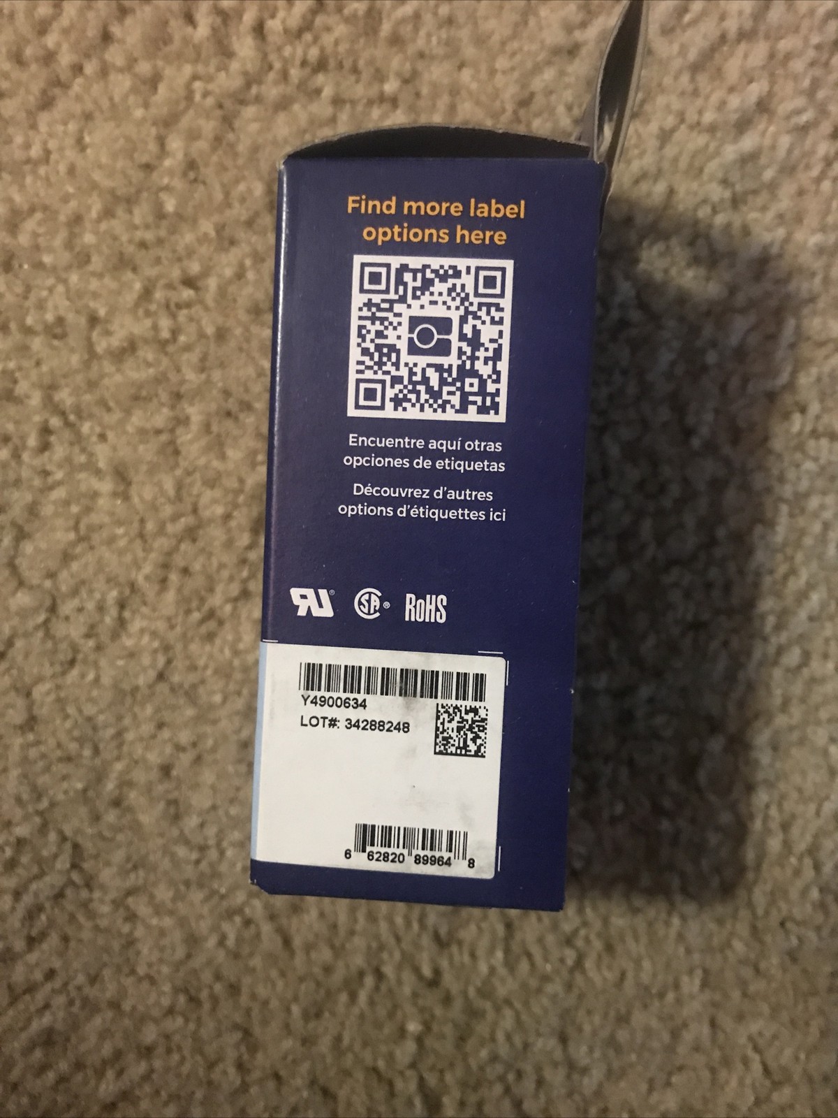 Brady General Labels, Catalog # M21-500-499. Black On White Nylon,
