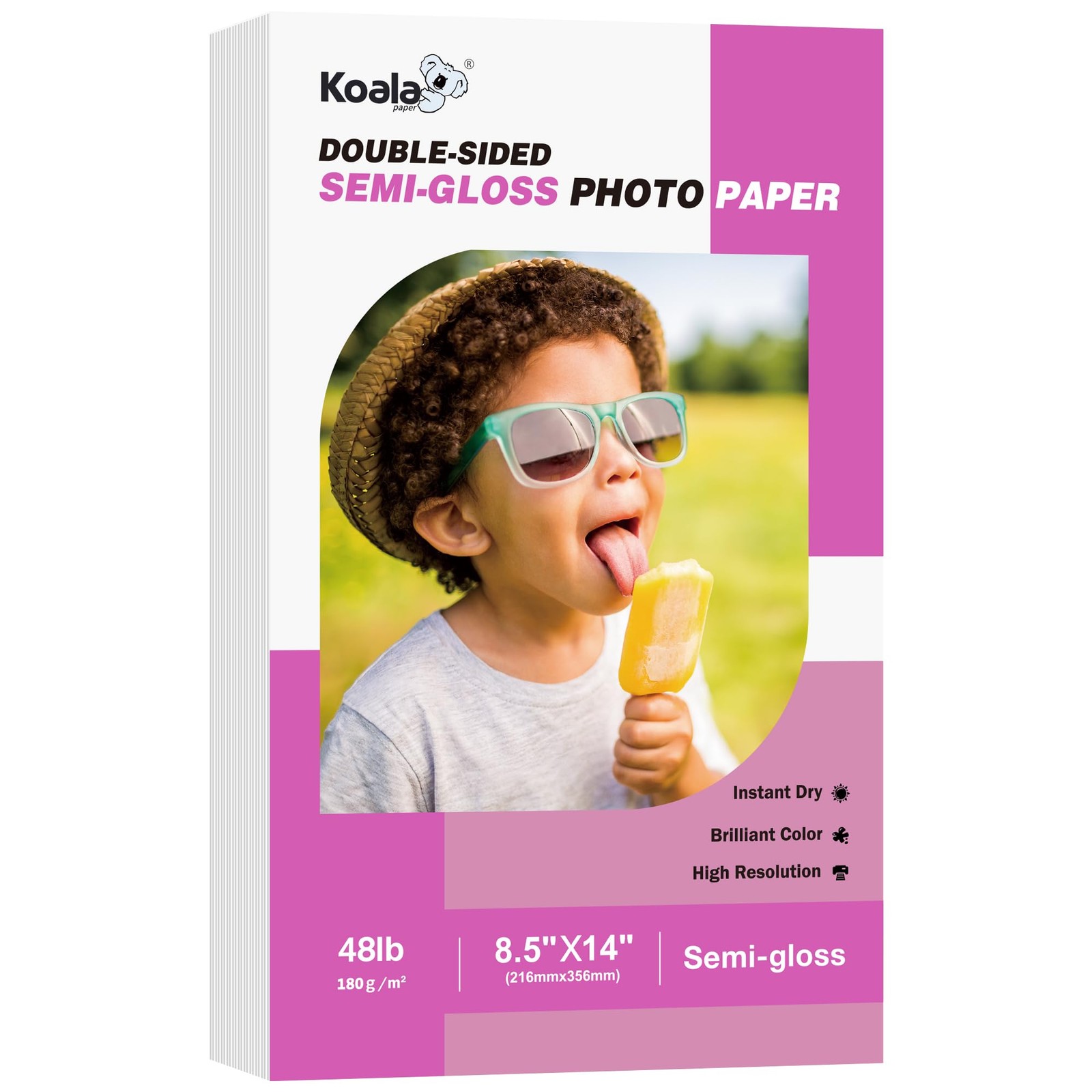 100 Sheets Koala Double Sided SemiGloss Photo Paper 8.5×14 Inch Legal 48LB