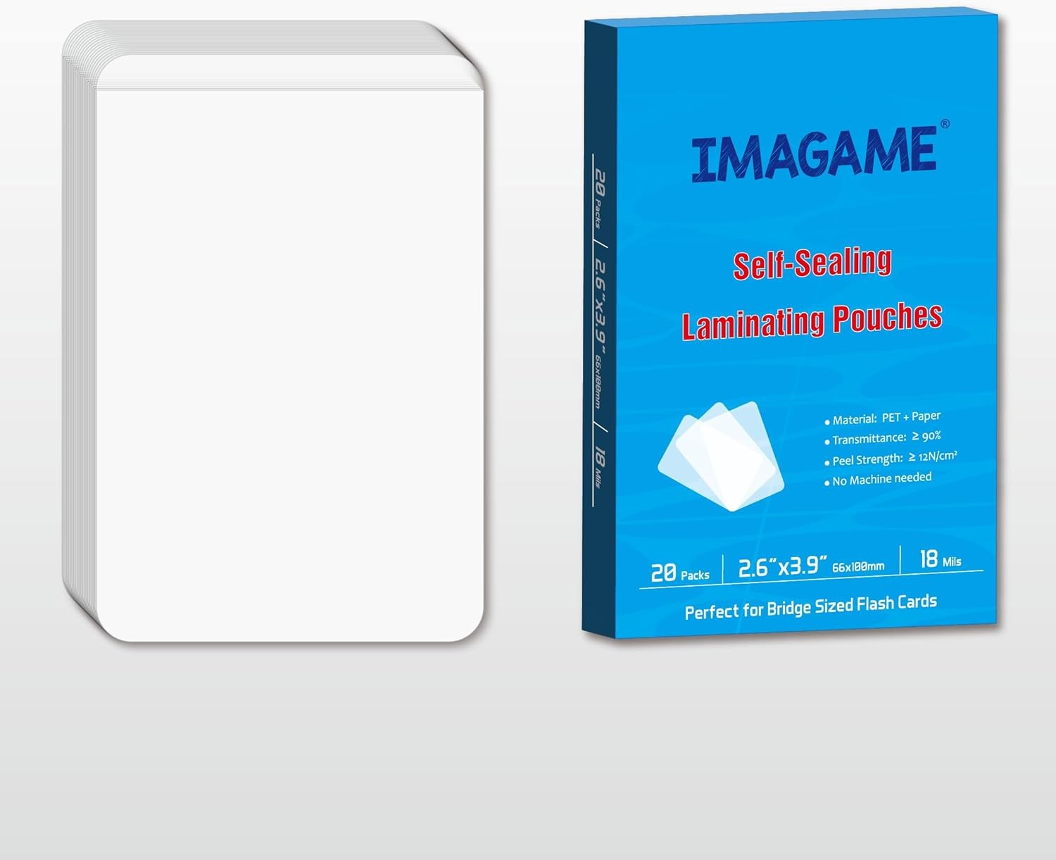 Self-Sealing Laminating Pouches, 2.6″ x 3.9″ for Business Cards and Bridge Size
