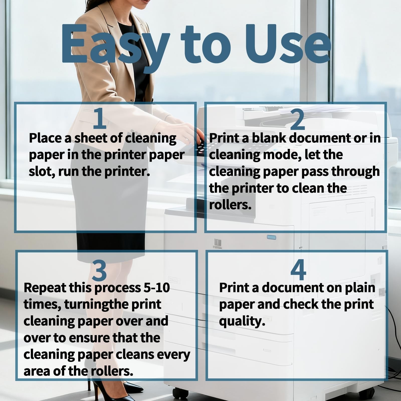 15-Pack Printer Cleaning Sheets – Removes Ink, Dust & Dirt, 8.5×11, Durable & Ea