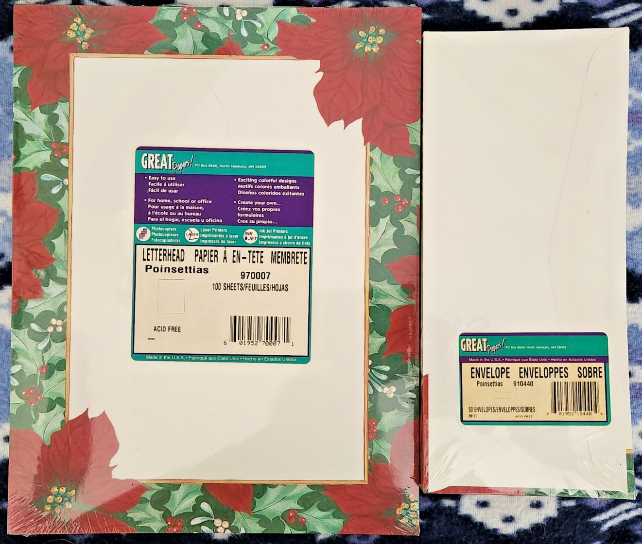 Great Papers Printer Paper “Poinsettias” 100 Sheets and 50 Matching Envelopes