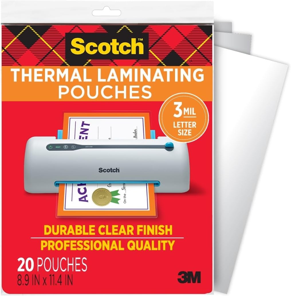 Thermal Laminating Pouches, Letter Size Laminating Sheets 8.9 x 11.4-Inches, 3
