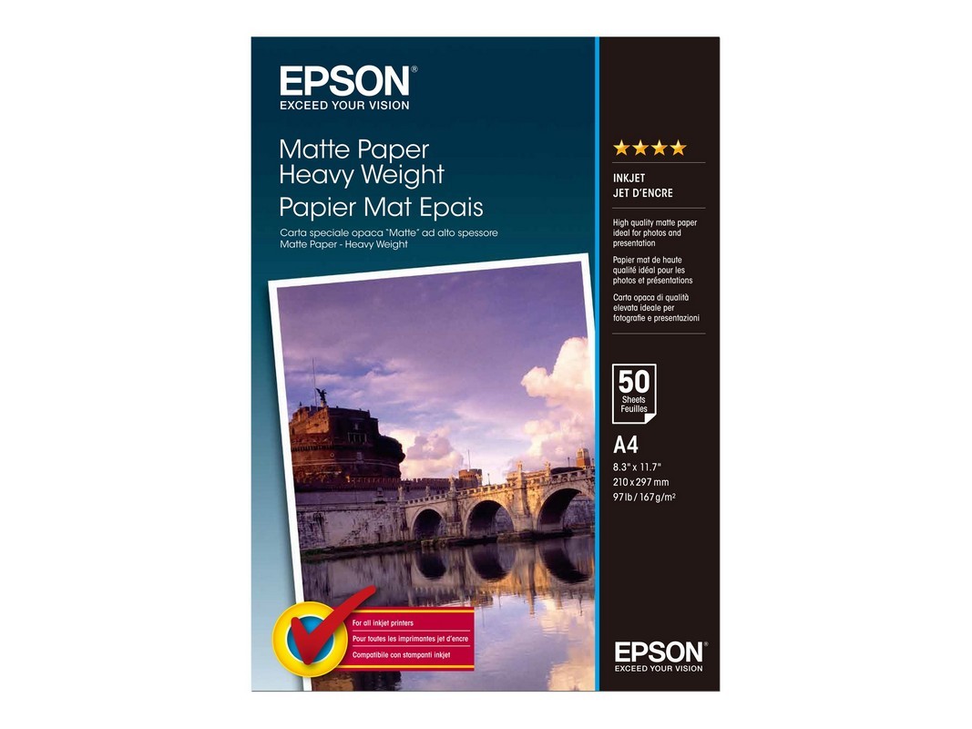 Epson Matte Heavy Weight Paper A 4, 50 Sheets, 167g S 041256 C13S041256