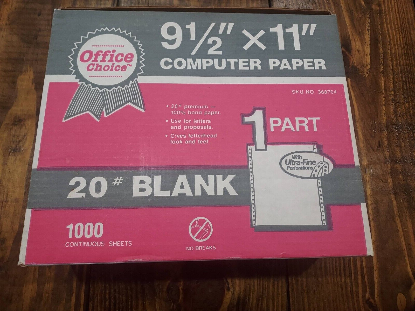 Office Choice 1000 Sheet Box Tractor Fed Clean Edge 9.5″ x 11″ Computer Paper