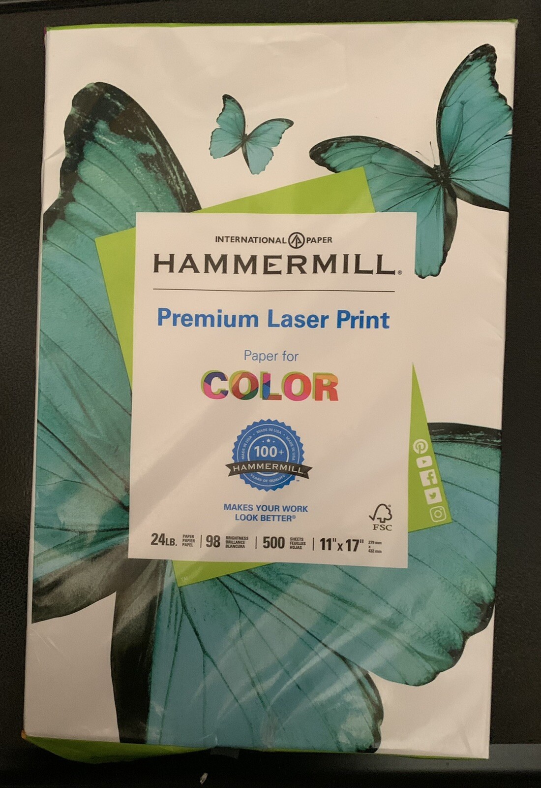 Hammermill Premium Laser Print 11″ x 17″ Color Copy Paper 24 lbs 98 Brightness