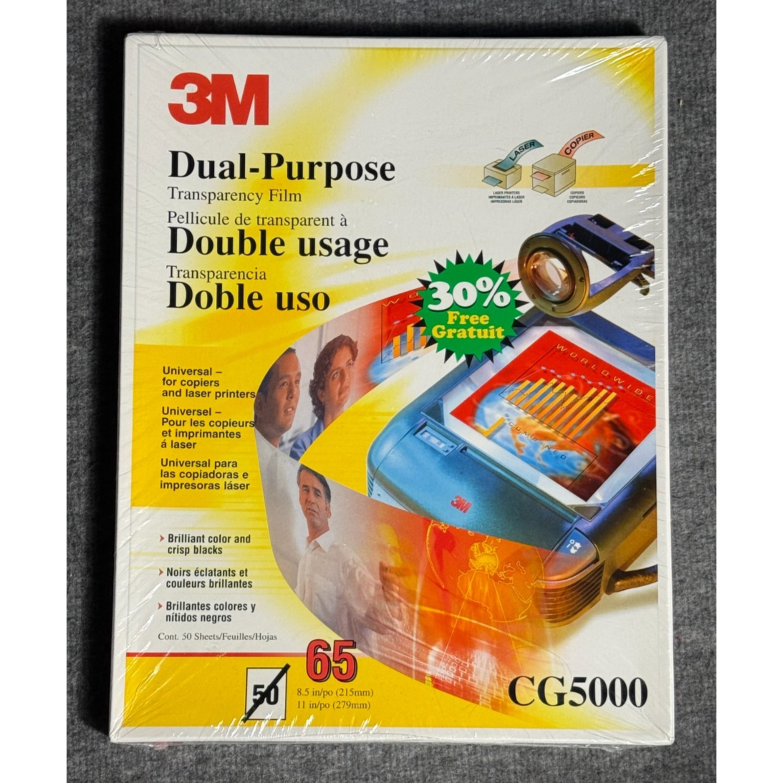 3M Multipurpose Transparency Film Clear 8.5×11” 65 Count Inkjet Laser Copier