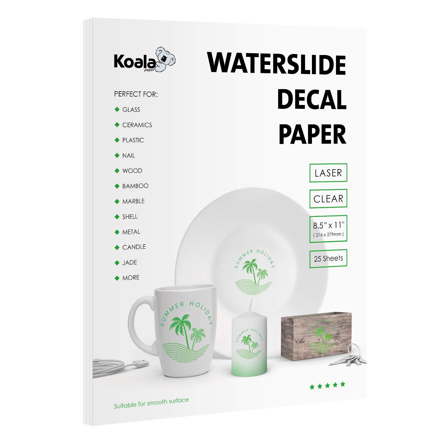 Koala Waterslide Decal for Laser Printer – Clear Transparent – 25 Sheets Prin…