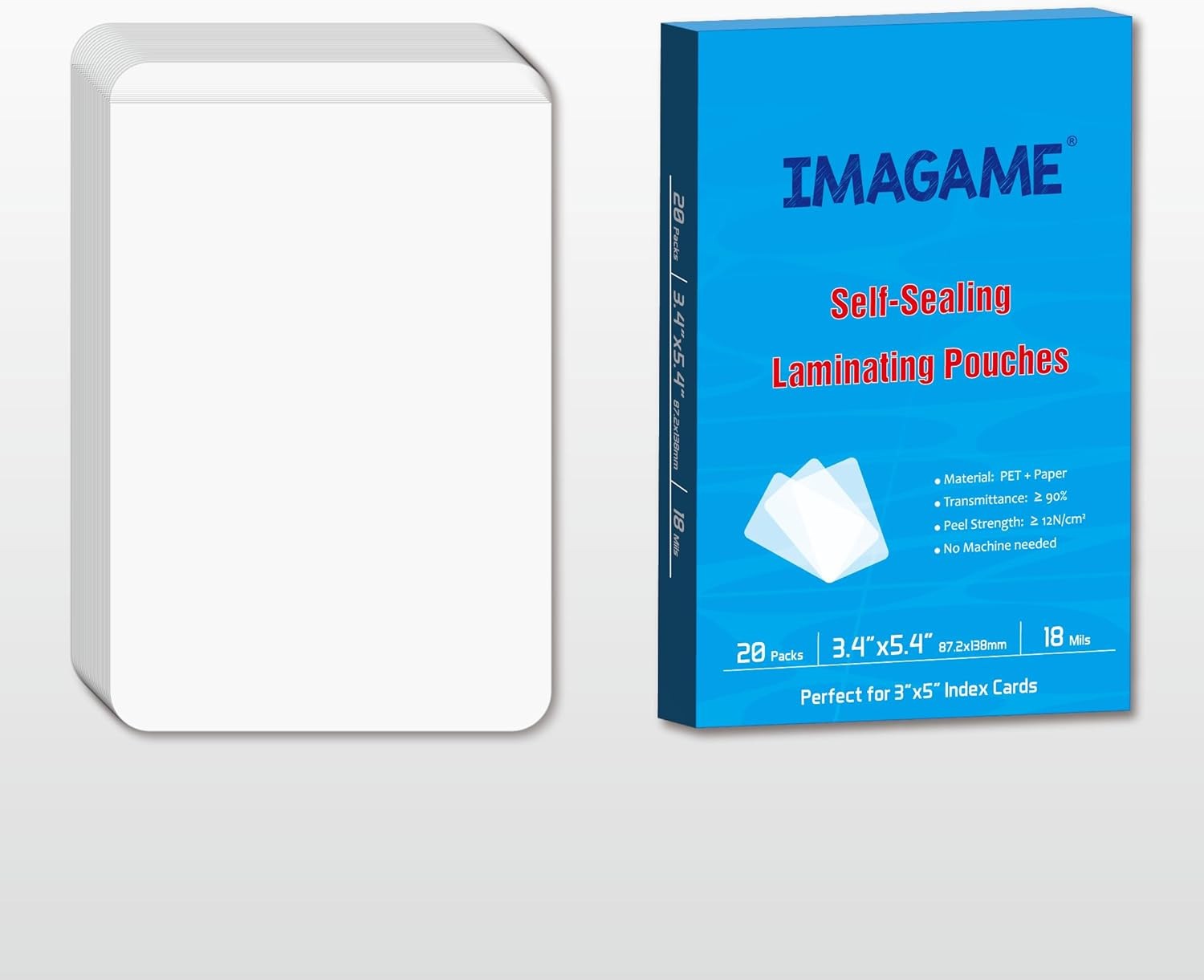 Self-Sealing Laminating Pouches, 3.4″ x 5.4”, 18mil, 20 Pack, Easy-to-Use, No