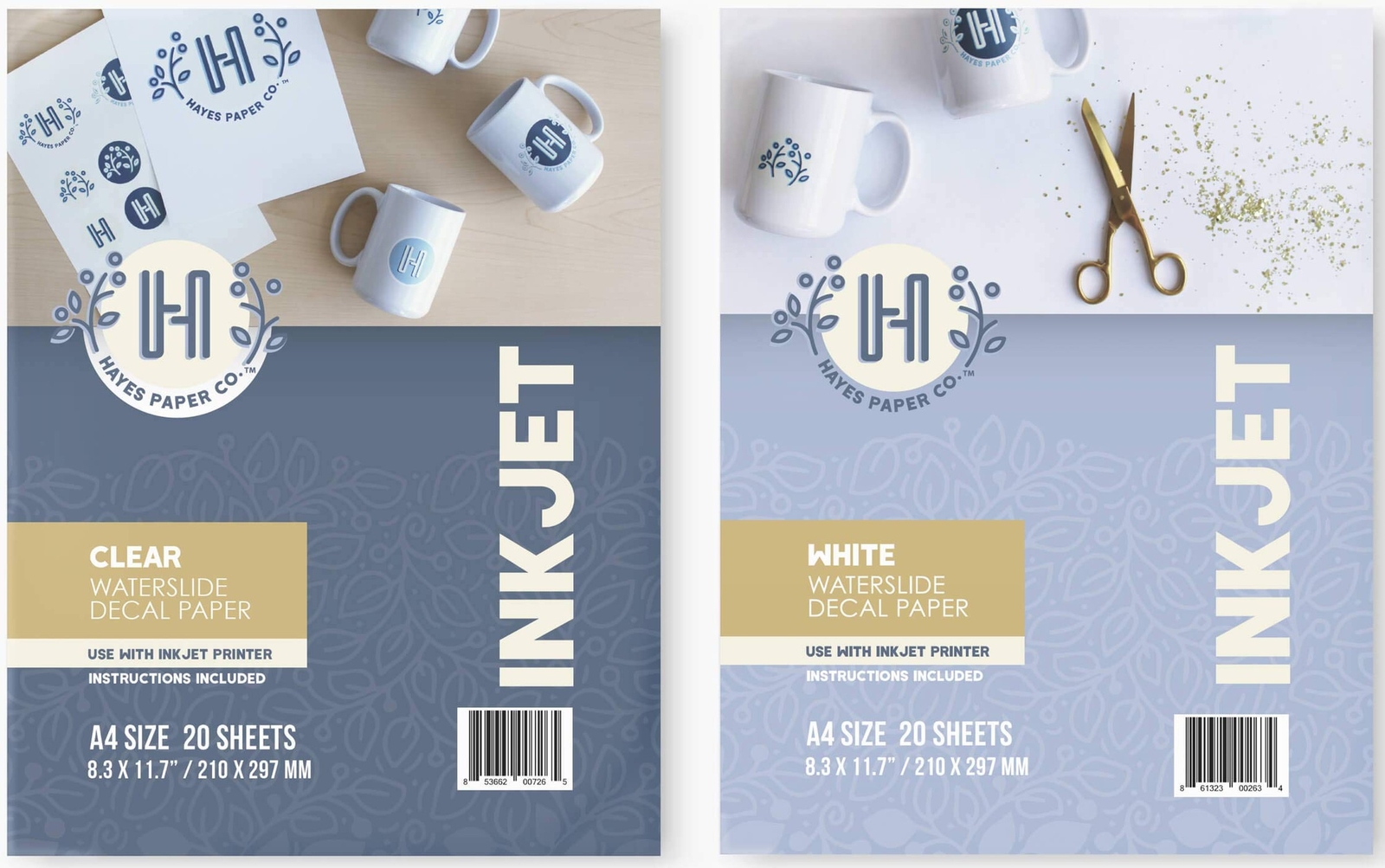Hayes Paper, BUNDLE Waterslide Decal Paper INKJET CLEAR AND WHITE 40 sheets P…