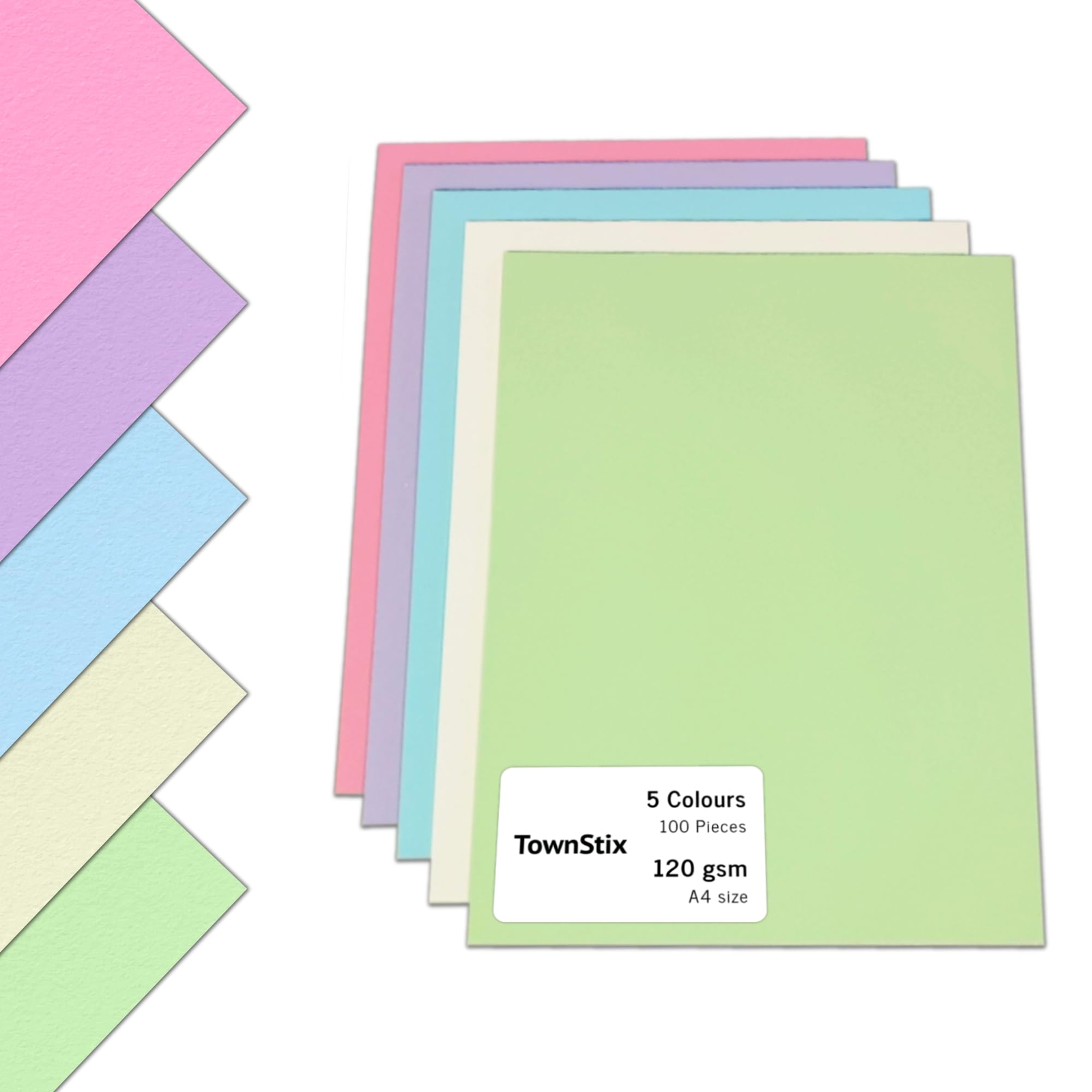 100 Sheets – A4 120gsm Clay Paper Colourful Coloured Paper 5 Colours