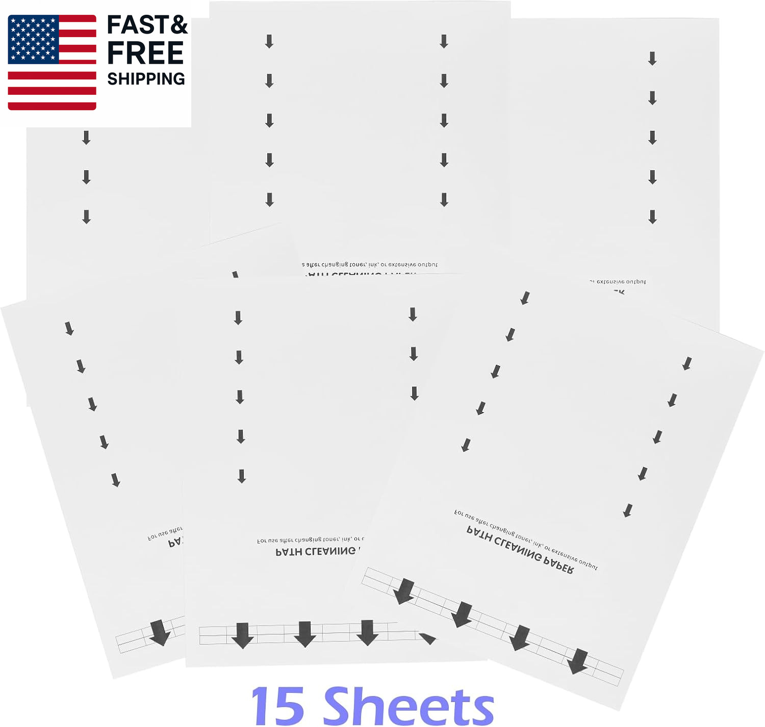 15-Pack Letter Size Printer Cleaning Sheets for Laser and Inkjet Copier Fax Roll